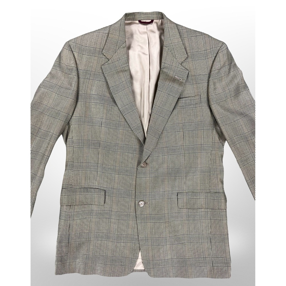 Hart Schaffner Marx Nordstrom Mens 42L Glen Plaid Sport Coat Blazer USA Vintage